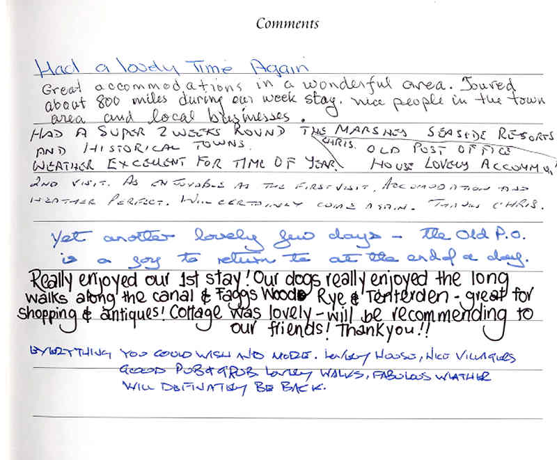 Visitors' book extract B